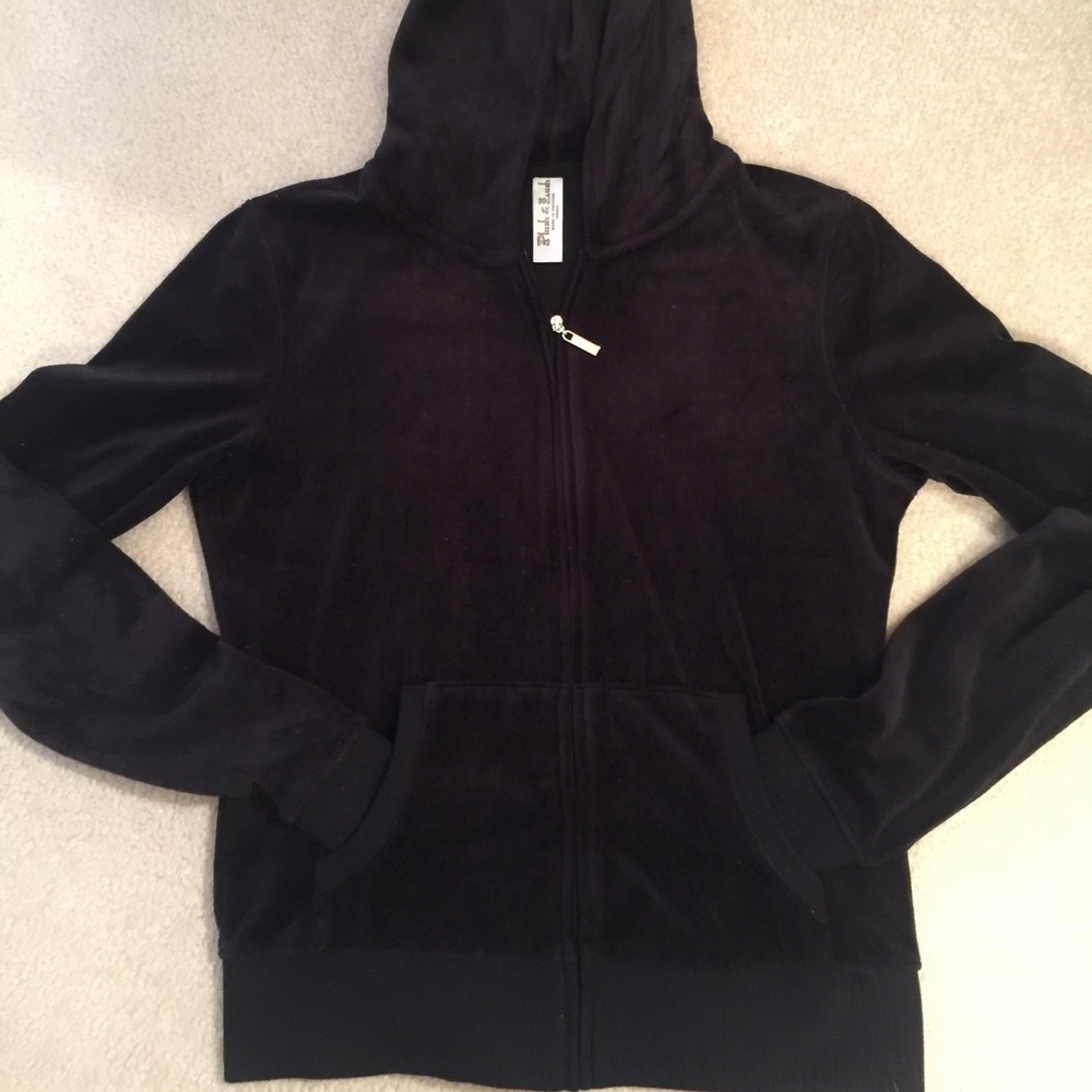 Black velour zip up size small