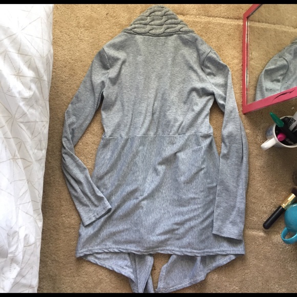 Grey cardigan with sweater trim - Picture 4 of 4