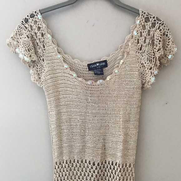 Champagne crocheted summer top - Picture 2 of 7