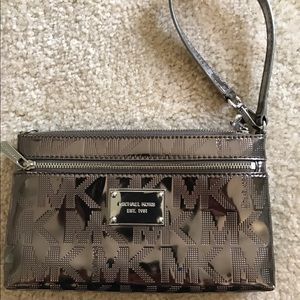 Michael Kors wristlet metallic grey