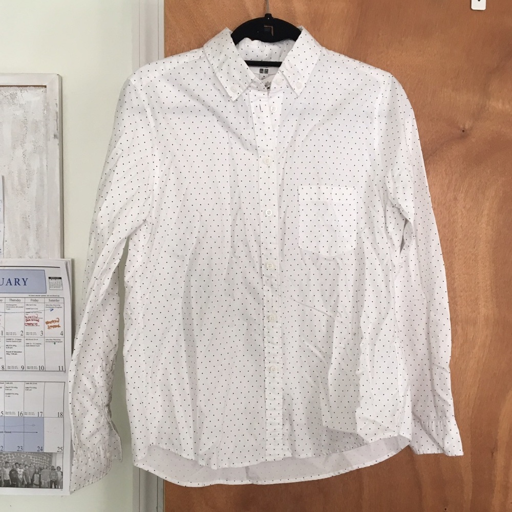 White shirt with black polka dots