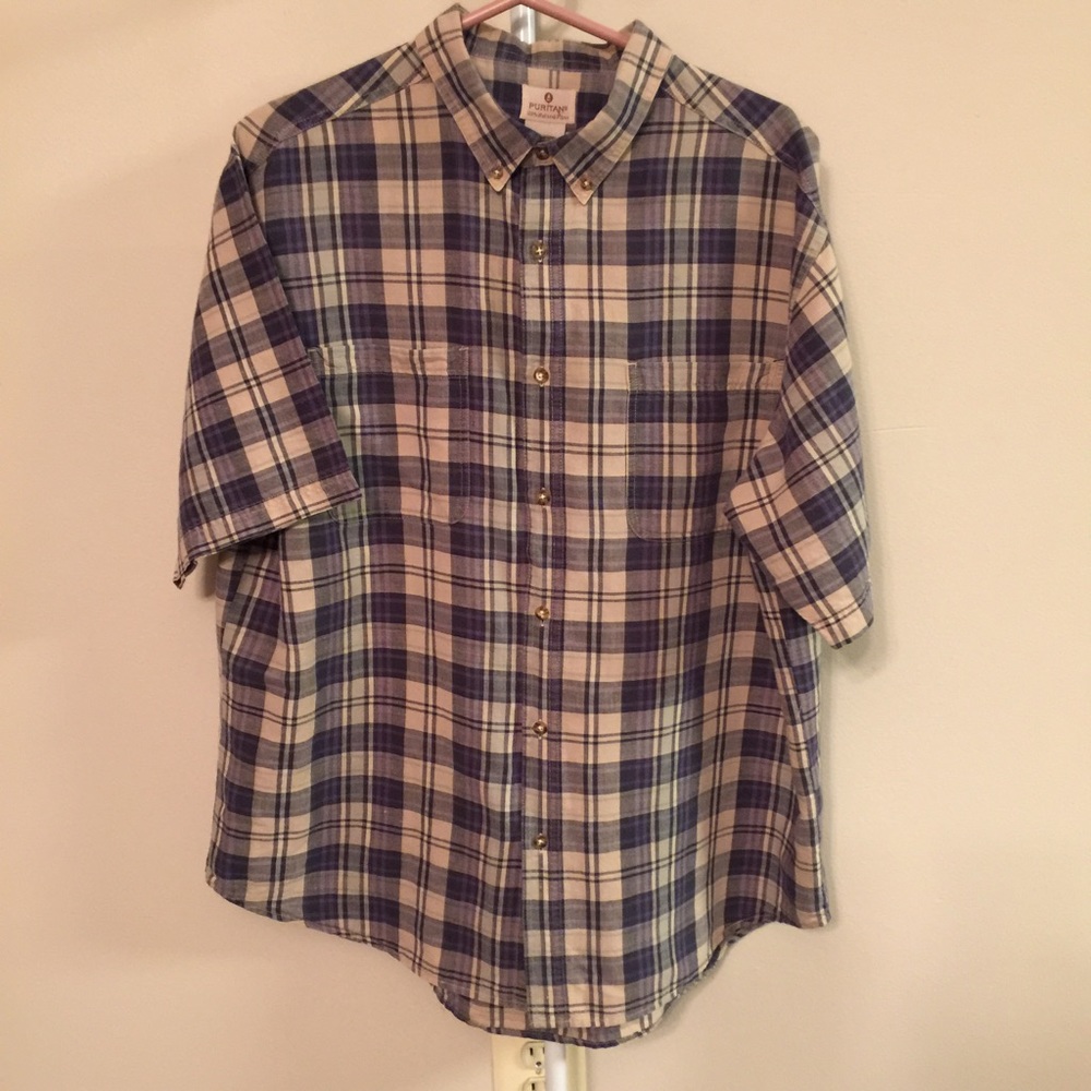 Men's Plaid Button Front Shirt Size XL