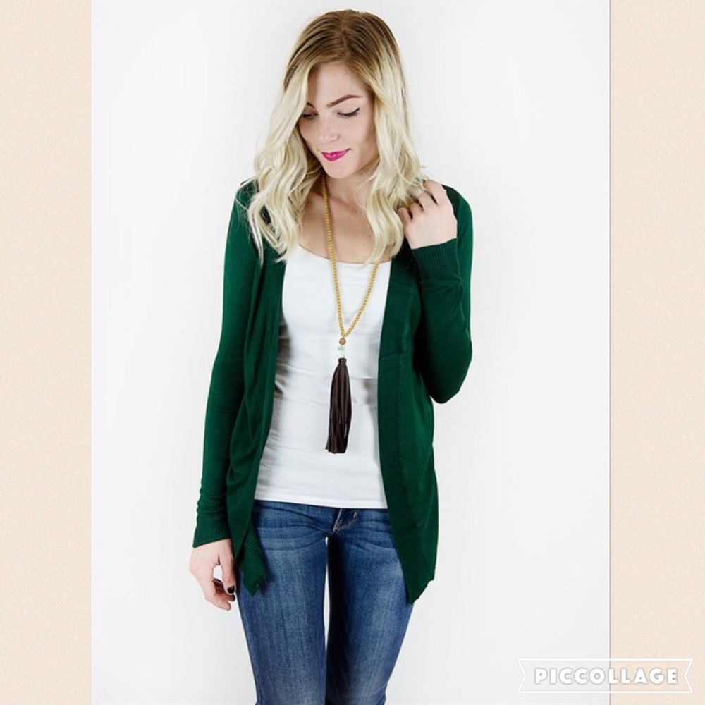 NIB- Hunter green Open front cardigan-size Medium
