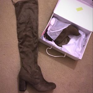 Thigh high suede boots