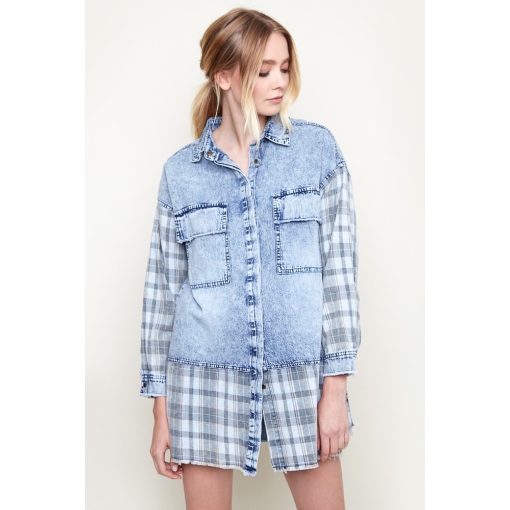 LAST 2️⃣ Mixed Plaid Button Up - Picture 3 of 6