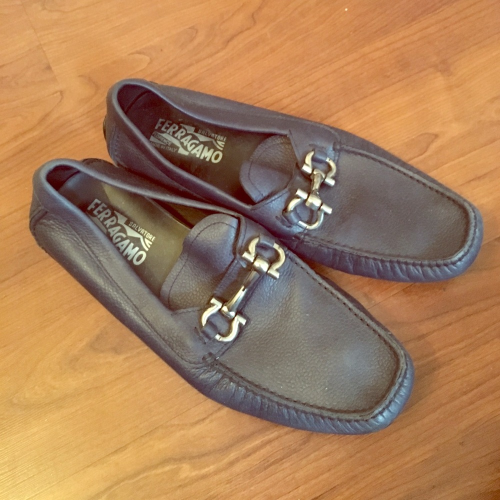 Navy ferragamo loafers sz 8