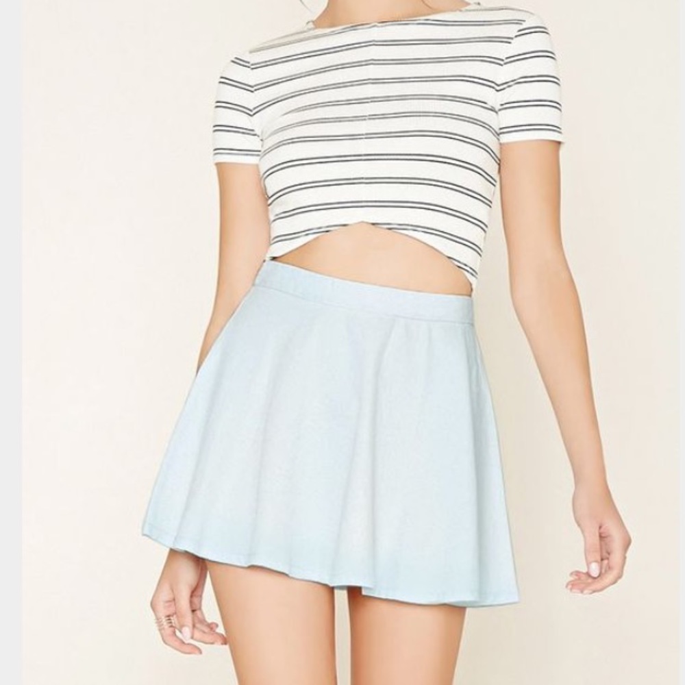 Light denim skater skirt