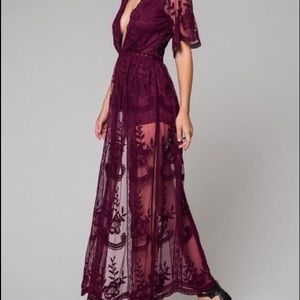 Honey punch lace maxi romper