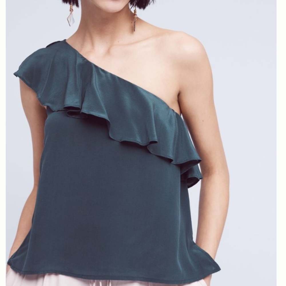 Anthropologie Silk One-Shoulder Blouse