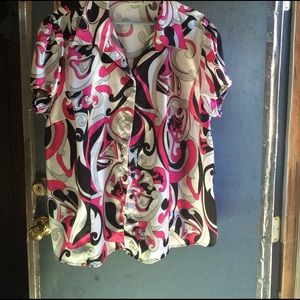 Pink and silver paisley blouse