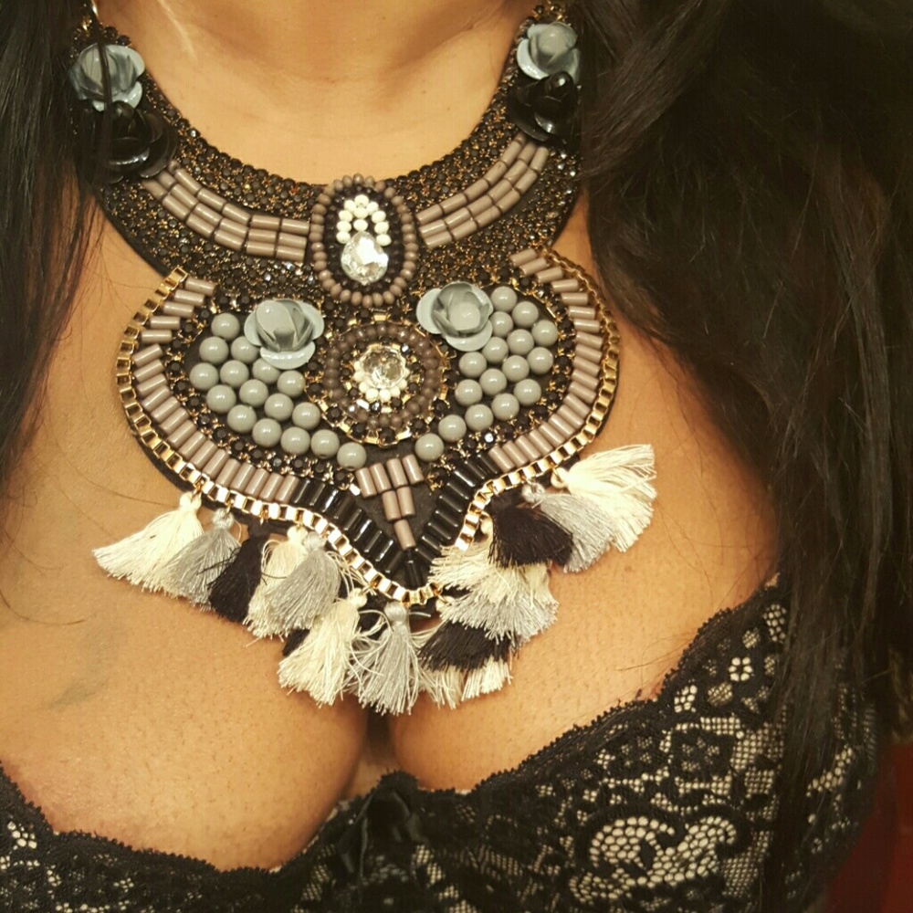 Black and grey statement necklace