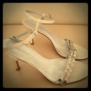 Banana Republic White Leather and Chrome Heels