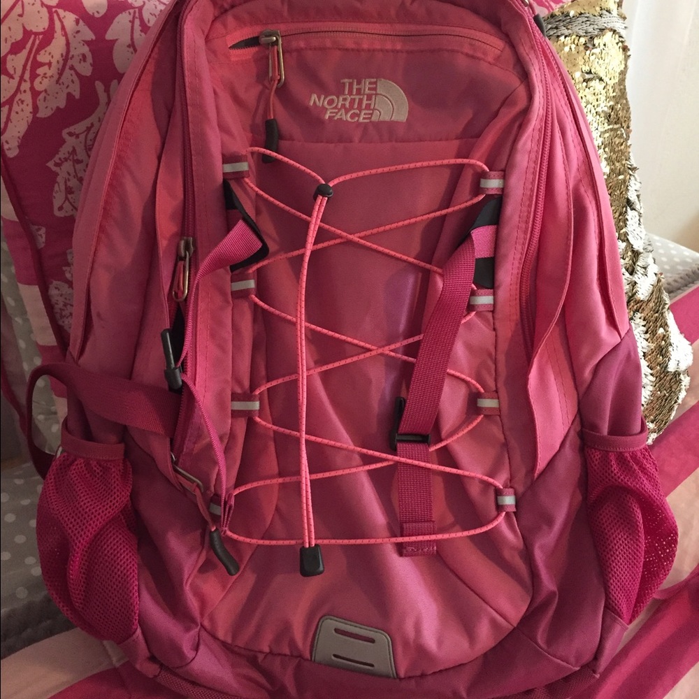 Pink north face backpack