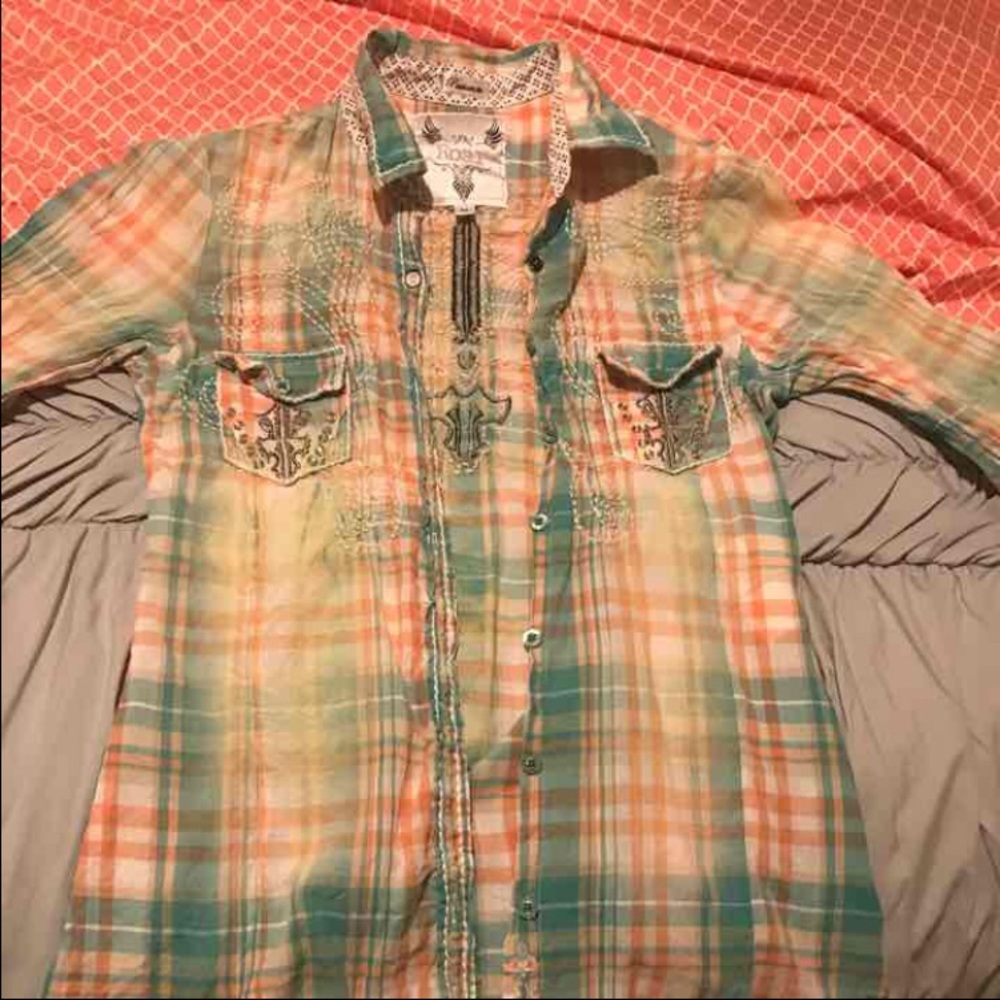 Roar embellished pearl snap button up