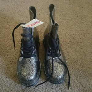 Josmo black silver glitter jelly boots