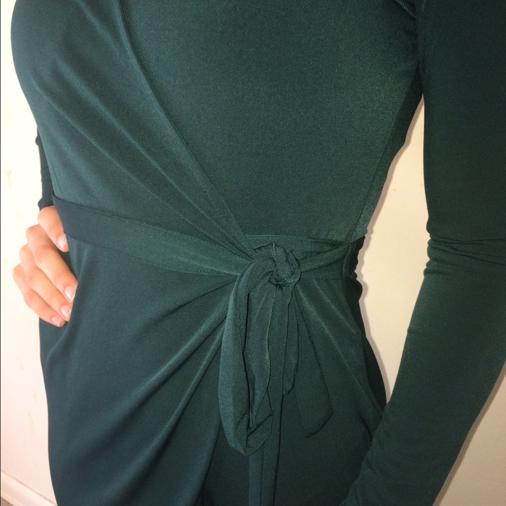 Dark Green Wrap Dress