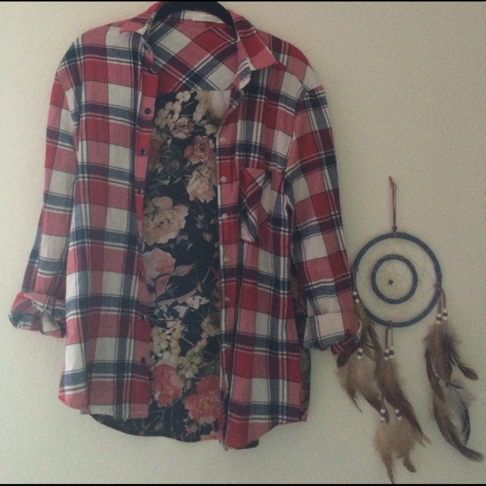 LF flannel with floral print back