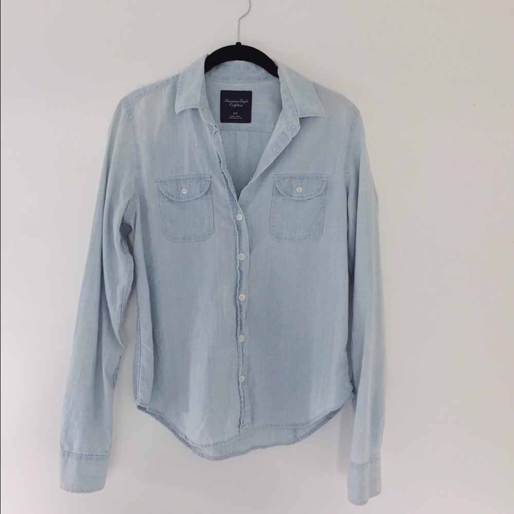 American Eagle Outfitters Blue Button-down Shirt