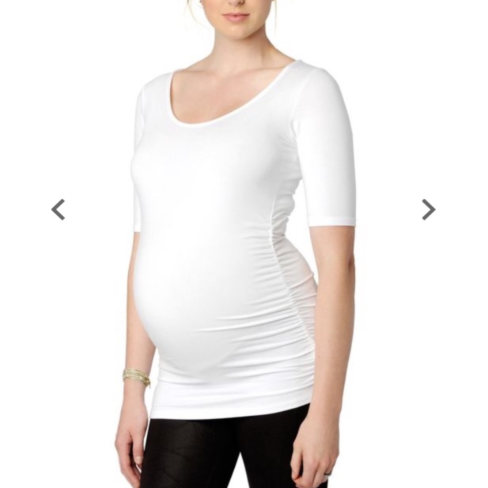 Elbow Sleeve Side Ruched Maternity Tee
