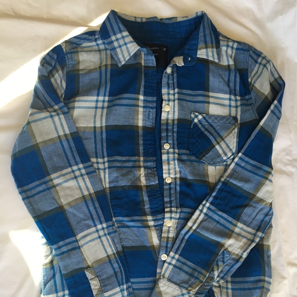 American Eagle women's blue checked shirt size 14