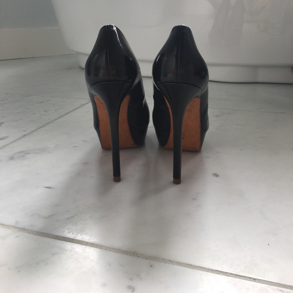 Zara Black Patent Leather 5" heels 1" platform