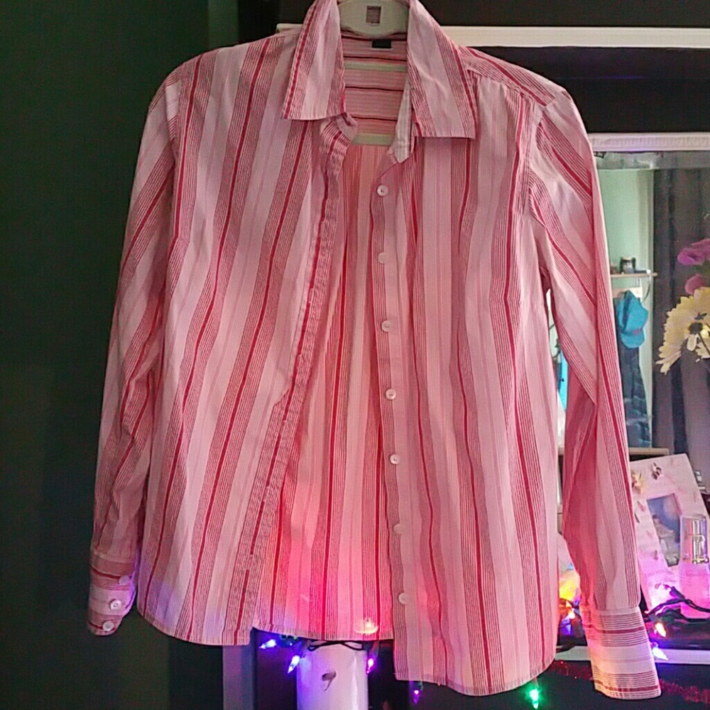 J.Crew Red/ white shirt