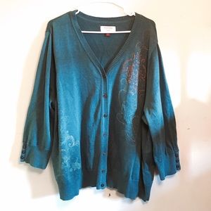 Teal and Gold Cardigan