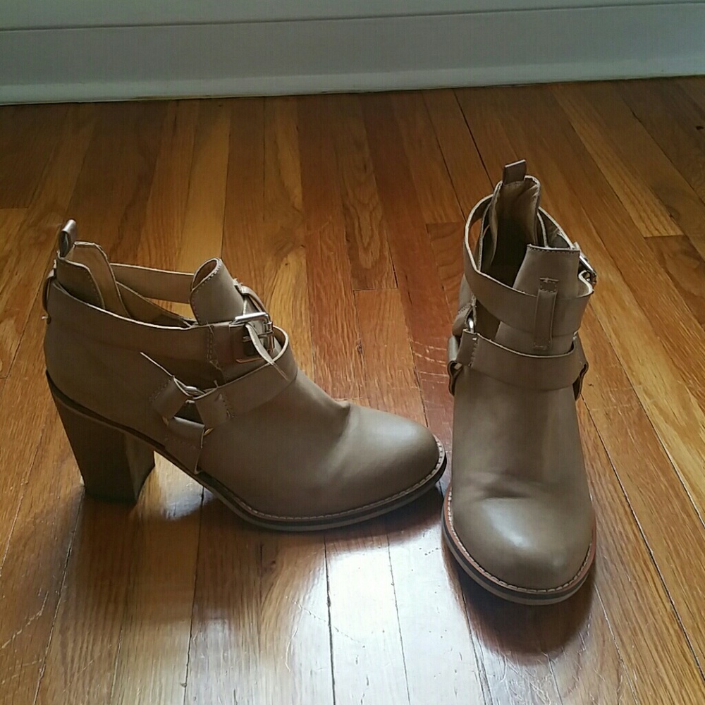 Cream buckle booties