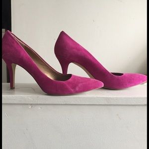 BCBG Hot Pink Suede Pumps!
