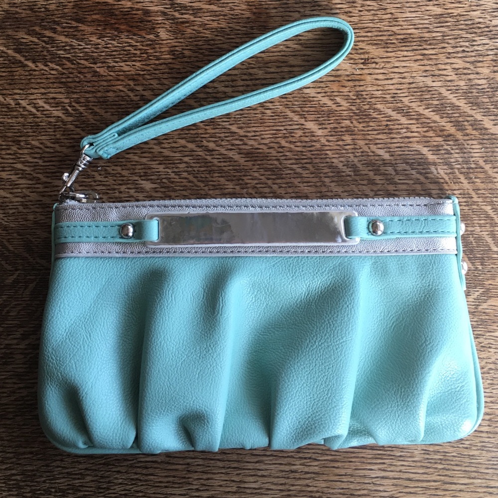 Mint and Silver Express Wristlet
