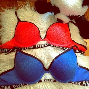 Neon orange and Royal blue PINK Bras😍
