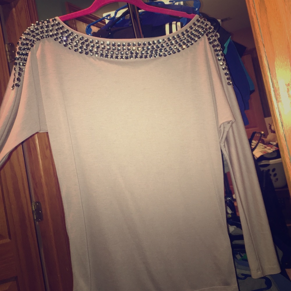 Rhinestone long sleeve top