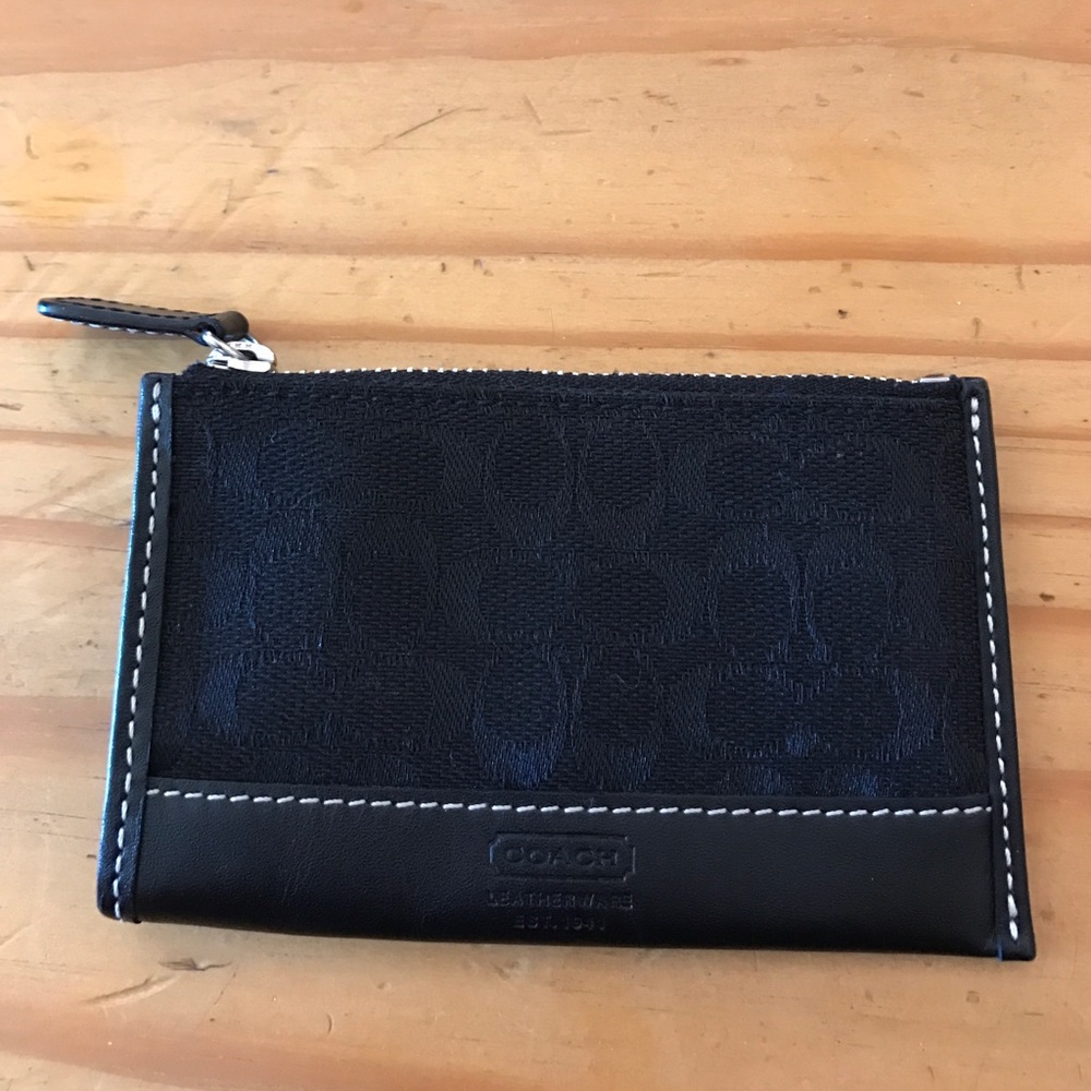 Coach black keychain/credit card holder
