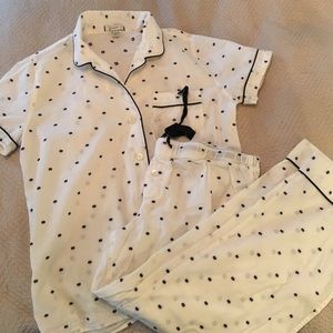 JCrew white and navy dot cotton pajama set
