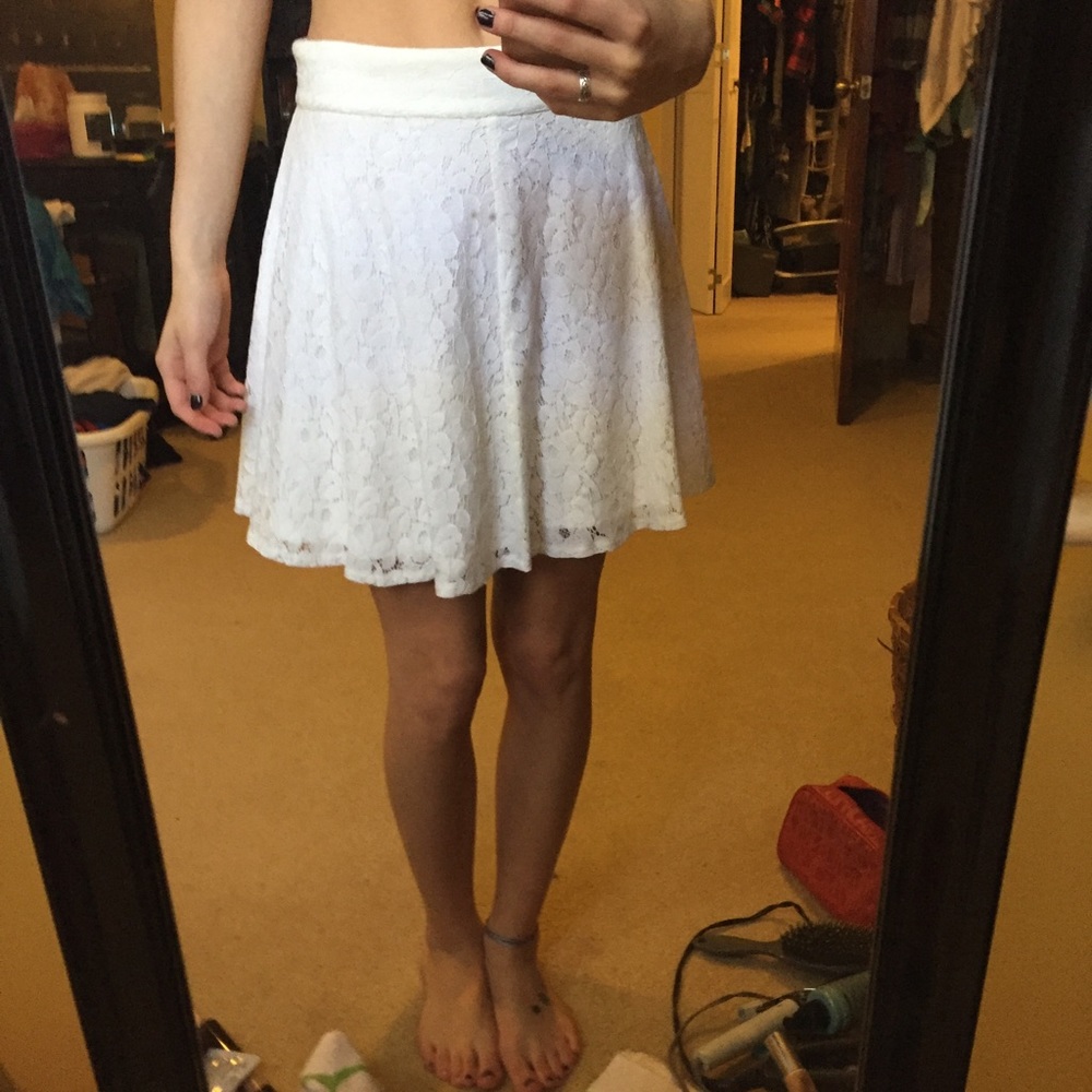 TopShop white floral skirt