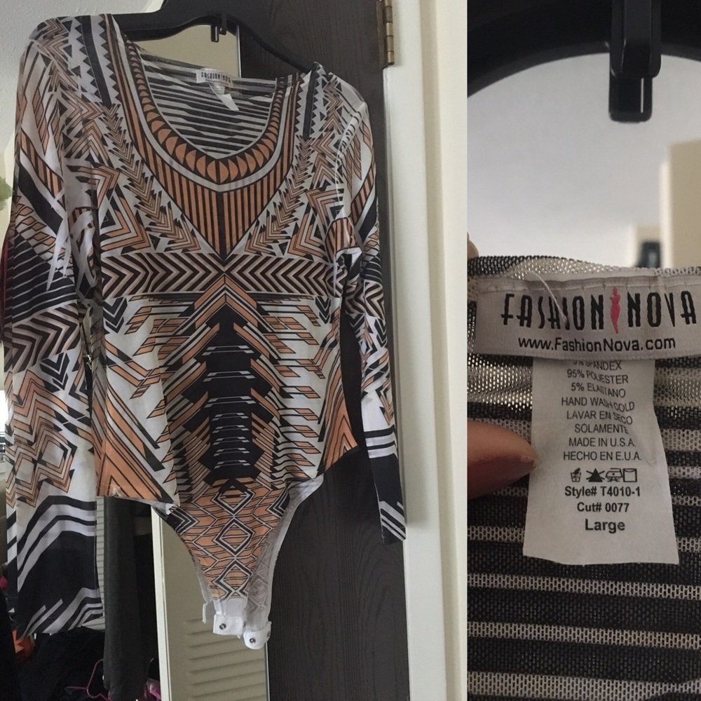 Long Sleeve Patterned Fashion Nova Bodysuit