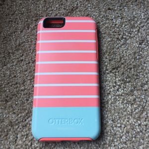 Otterbox iPhone 6 Case – Blue & coral/pink stripes