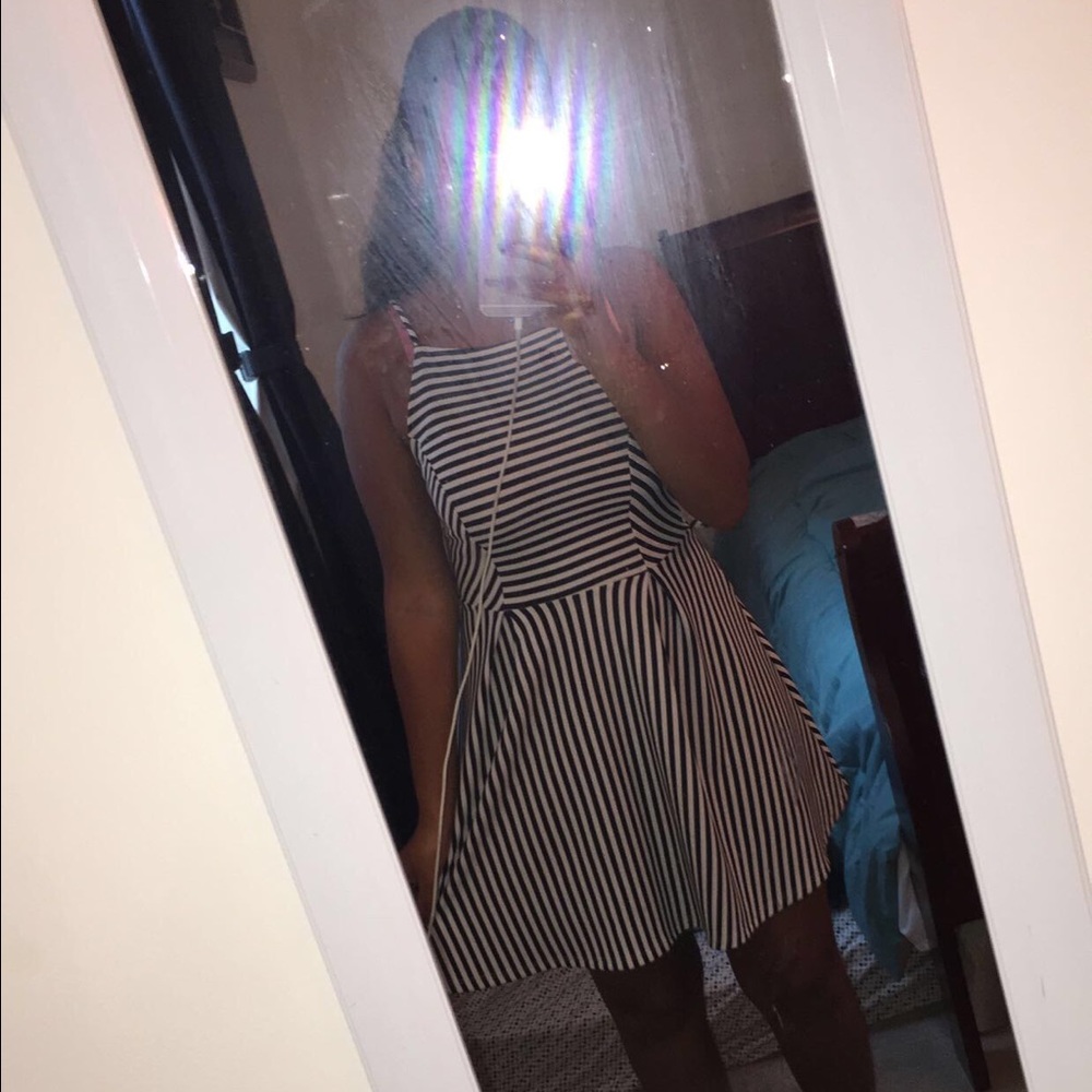 Black and white striped dress