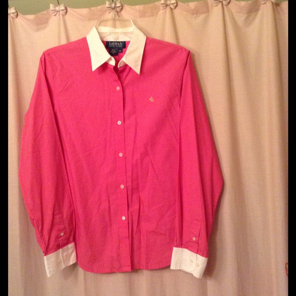 Lauren Ralph Lauren pink button up shirt