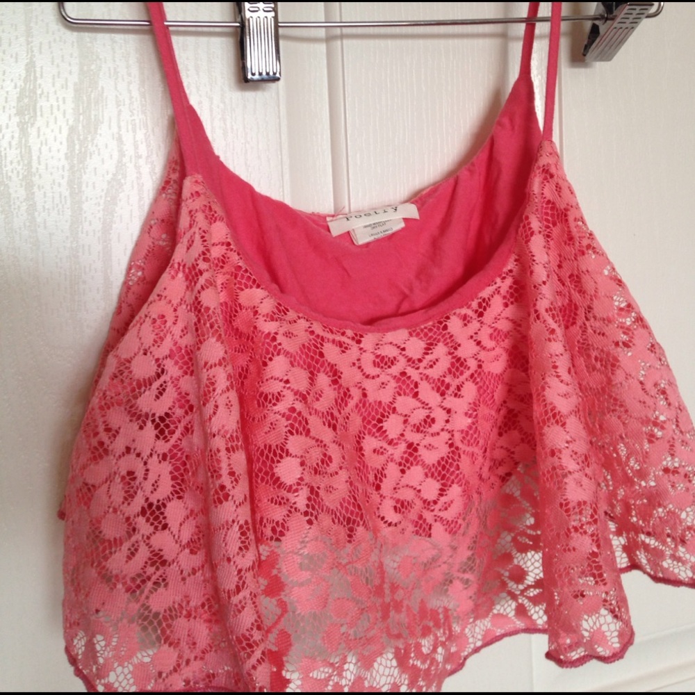 |PINK| Flowy Lace Crop Top