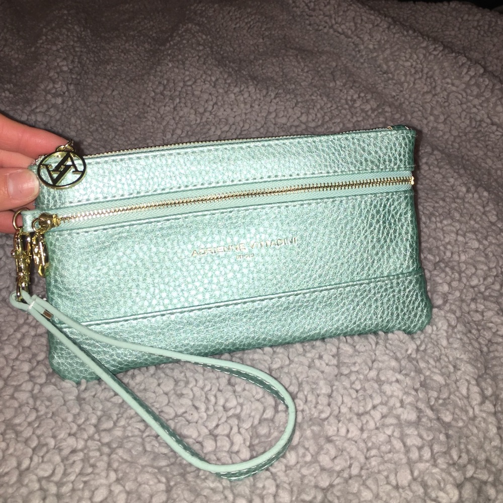 Aqua & Gold wristlet