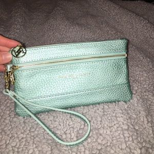 Aqua & Gold wristlet