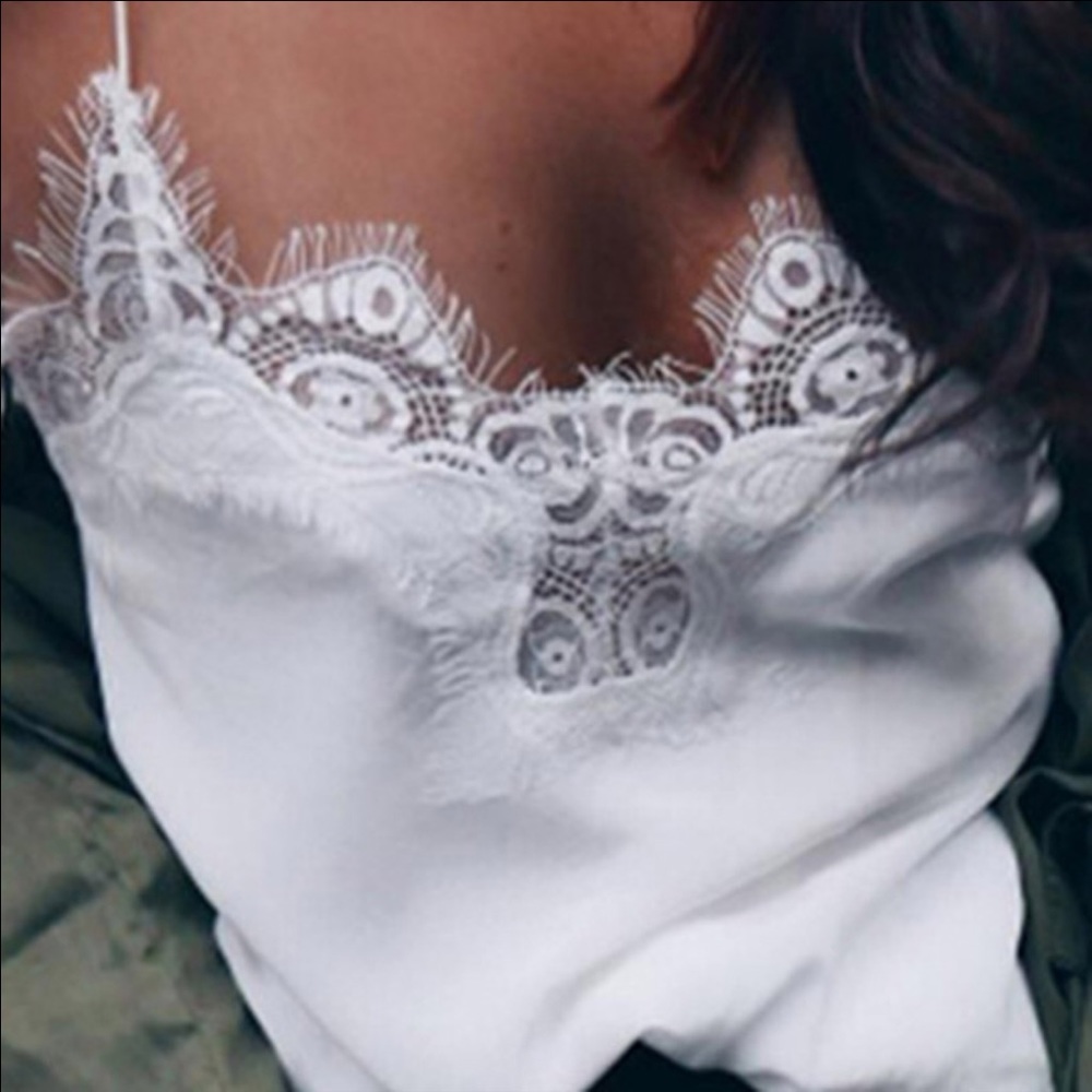 Thin ADJUSTABLE strap tie camisole WHITE - Picture 6 of 8