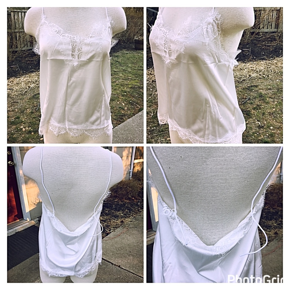 Thin ADJUSTABLE strap tie camisole WHITE - Picture 4 of 8