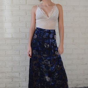 Long Velvet Floral Maxi Skirt