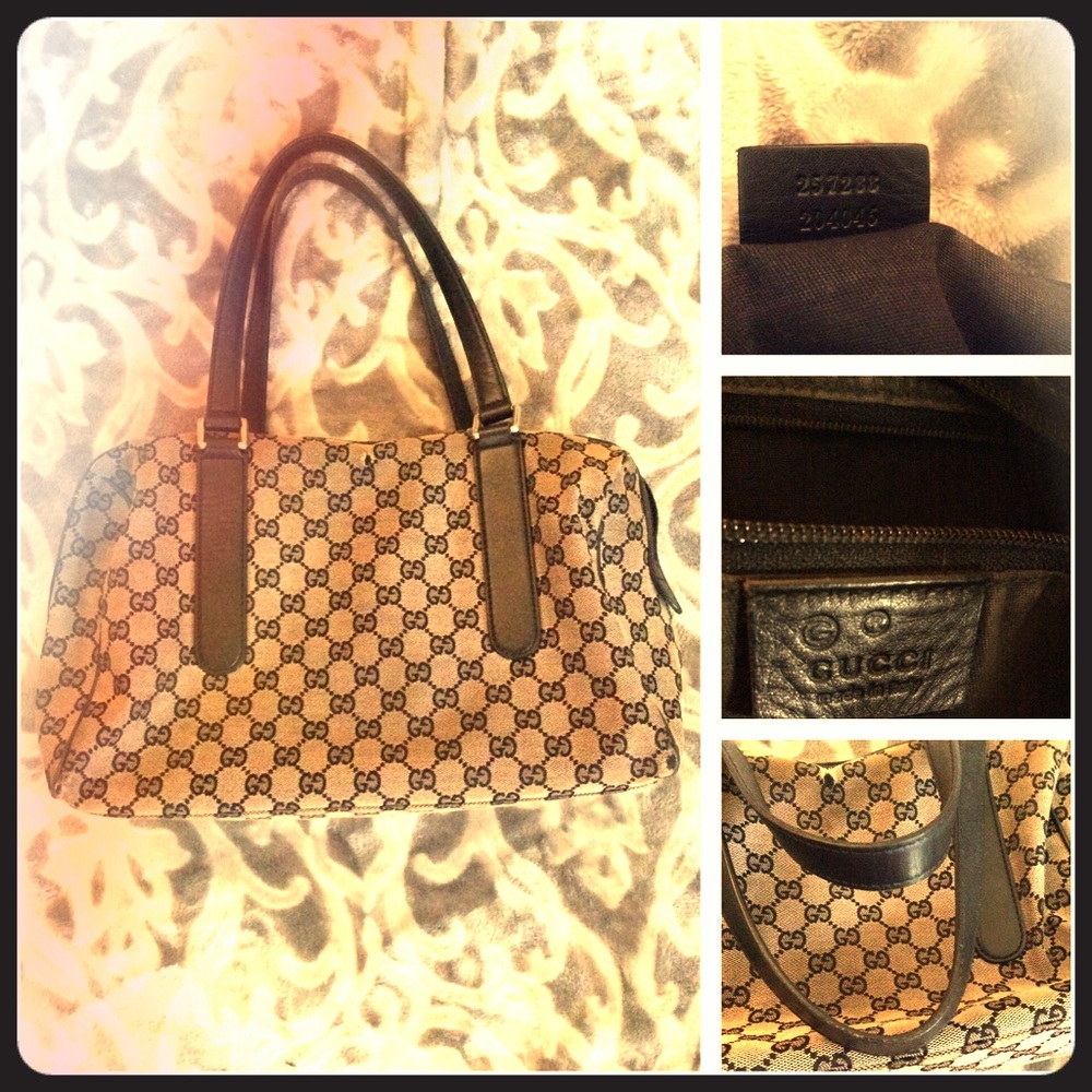 Loved authentic gray and black Gucci bag