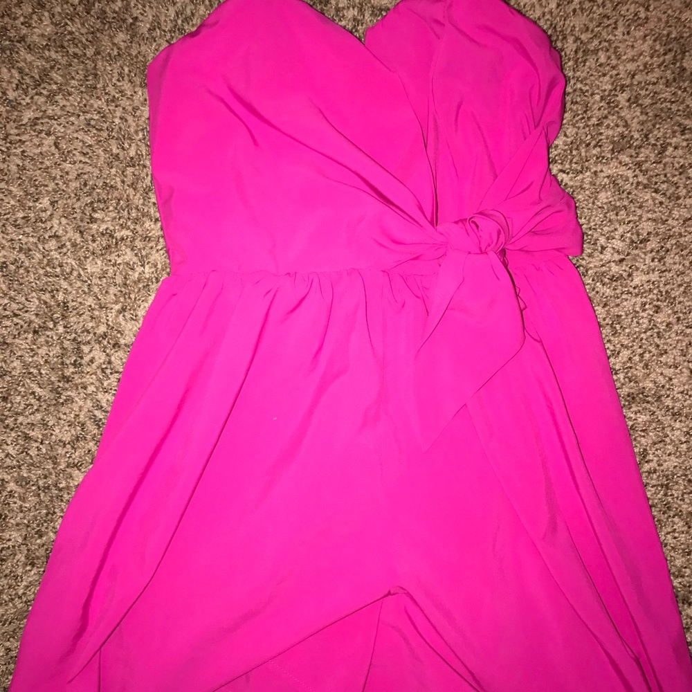 Hot Pink Strapless Romper