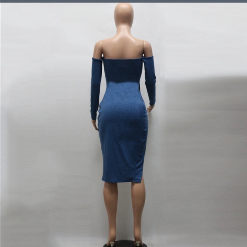 Long Sleeve Strapless Side Split Cocktail Dress - Picture 3 of 4
