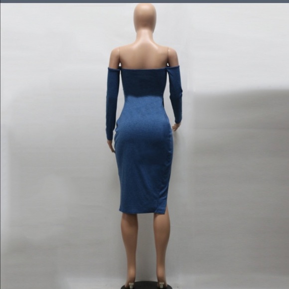 Long Sleeve Strapless Side Split Cocktail Dress - Picture 3 of 4