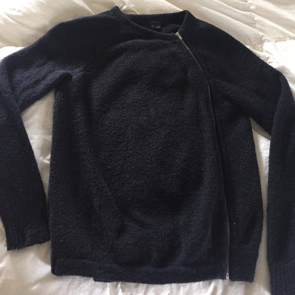 Theory Asymmetrical full zip-up sweater